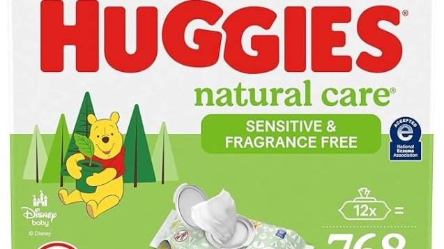 Huggies Natural Care Sensitive Baby Wipes, Unscented, Hypoallergenic, 99% Purified Water, 12 Flip-Top Packs (768 Wipes Total)