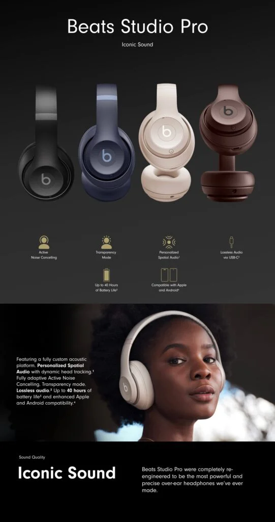 Beats Studio Pro: The Ultimate Wireless Bluetooth Noise-Cancelling Headphones in Sandstone